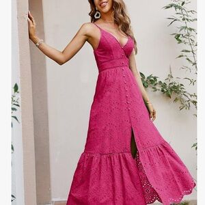 Elegant boho Pink Sleeveless Dress compliments all body types